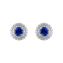 Load image into Gallery viewer, Tresorra 18K White Gold Diamond Sapphire Earrings
