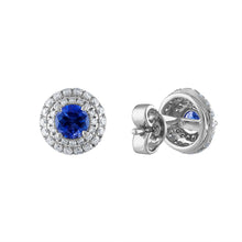 Load image into Gallery viewer, Tresorra 18K White Gold Diamond Sapphire Earrings
