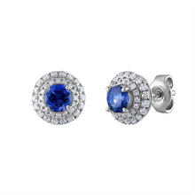 Load image into Gallery viewer, Tresorra 18K White Gold Diamond Sapphire Earrings
