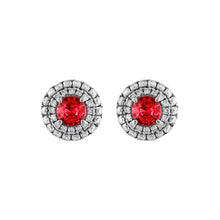 Load image into Gallery viewer, Tresorra 18K White Gold Diamond Ruby Earrings
