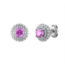 Load image into Gallery viewer, Tresorra 18K White Gold Diamond Sapphire Earrings
