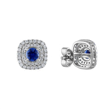 Load image into Gallery viewer, Tresorra 18K White Gold Diamond Sapphire Earrings
