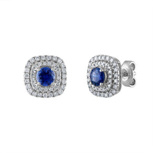 Load image into Gallery viewer, Tresorra 18K White Gold Diamond Sapphire Earrings
