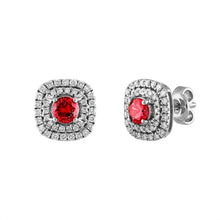 Load image into Gallery viewer, Tresorra 18K White Gold Diamond , Ruby Earrings
