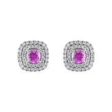 Load image into Gallery viewer, Tresorra 18K White Gold Diamond Sapphire Earrings
