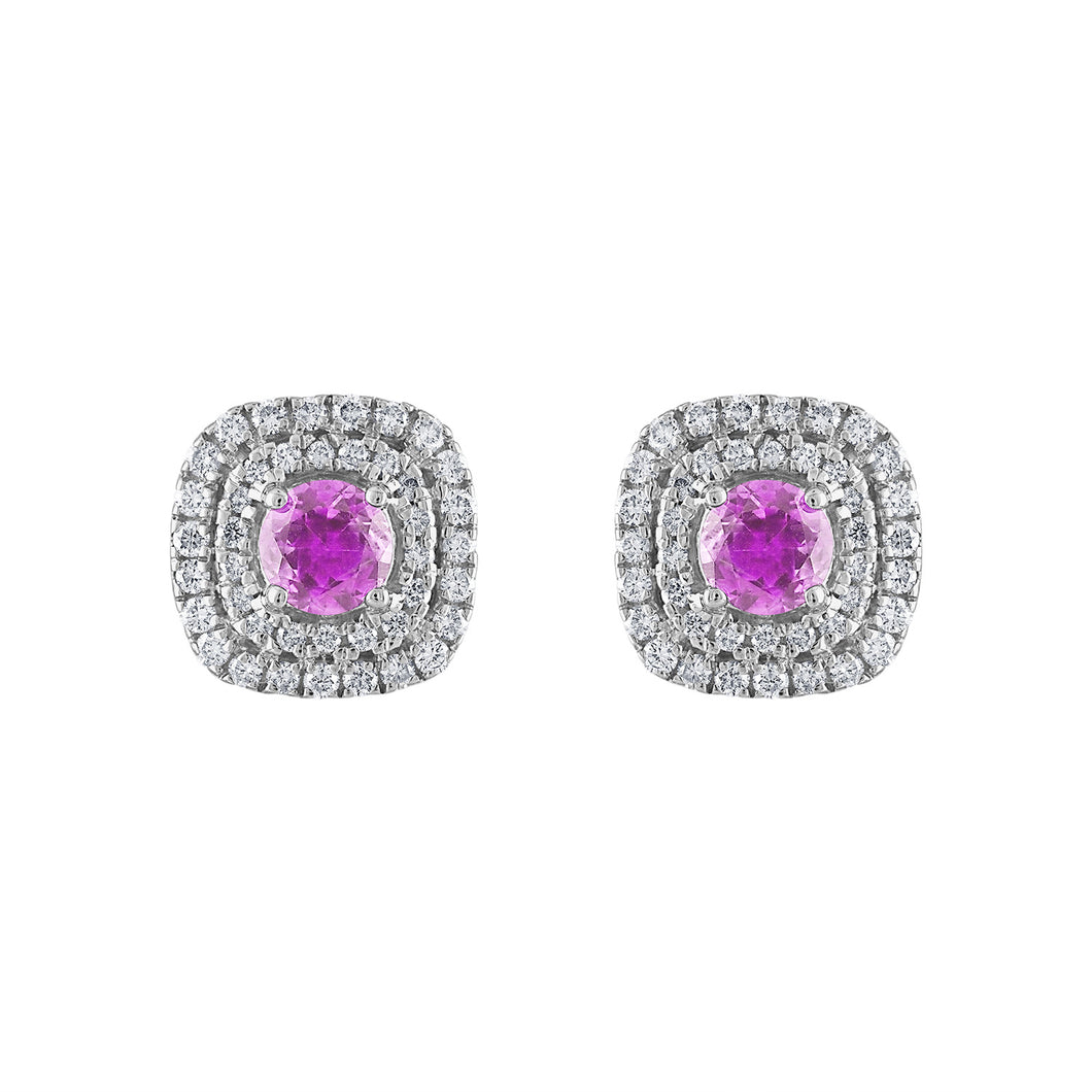 Tresorra 18K White Gold Diamond Sapphire Earrings