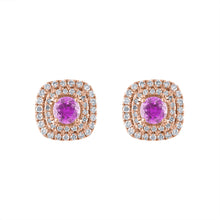 Load image into Gallery viewer, Tresorra 18K Rose Gold Diamond Sapphire Earrings
