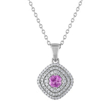 Load image into Gallery viewer, Tresorra 18K White Gold Diamond , Pink Sapphire Pendant
