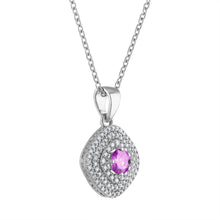 Load image into Gallery viewer, Tresorra 18K White Gold Diamond , Pink Sapphire Pendant
