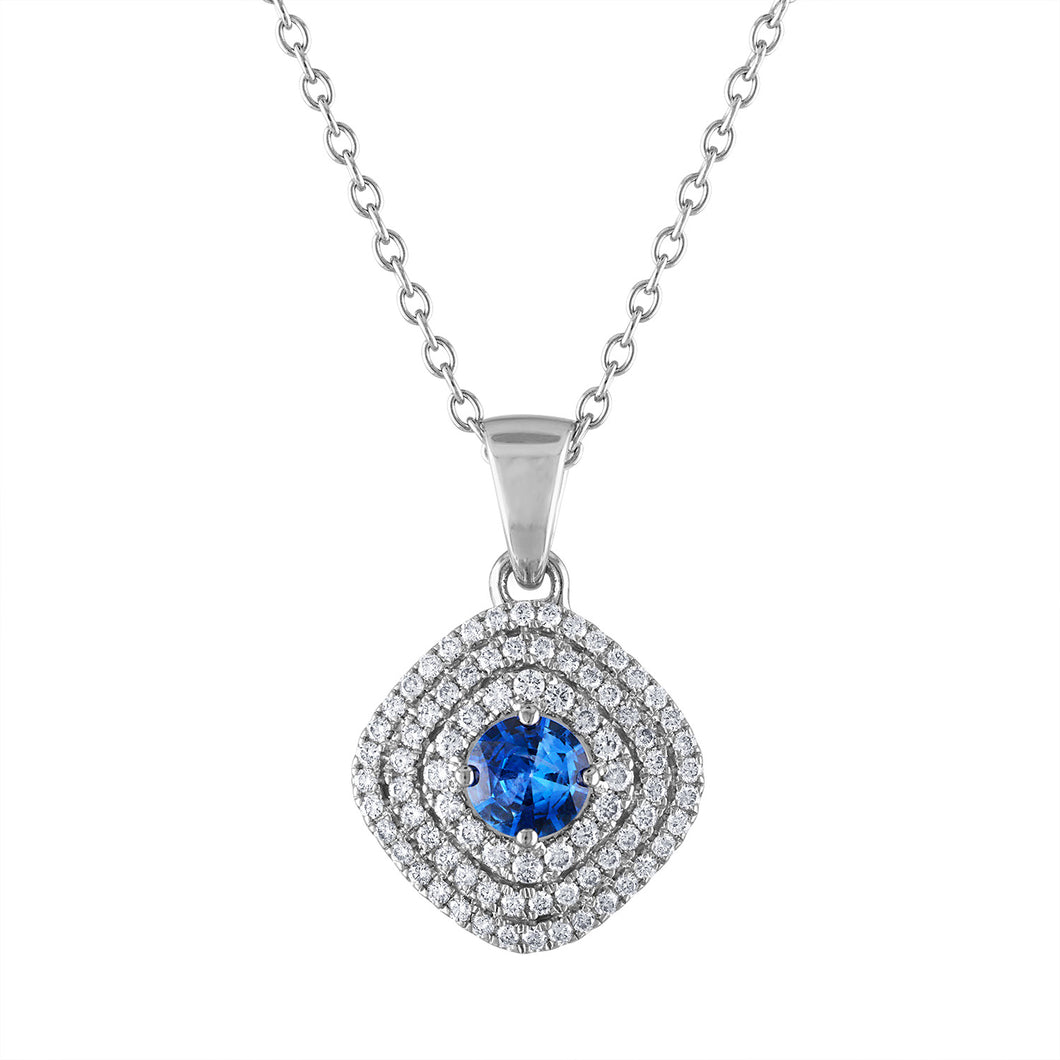 Tresorra 18K White Gold Diamond Sapphire Necklace