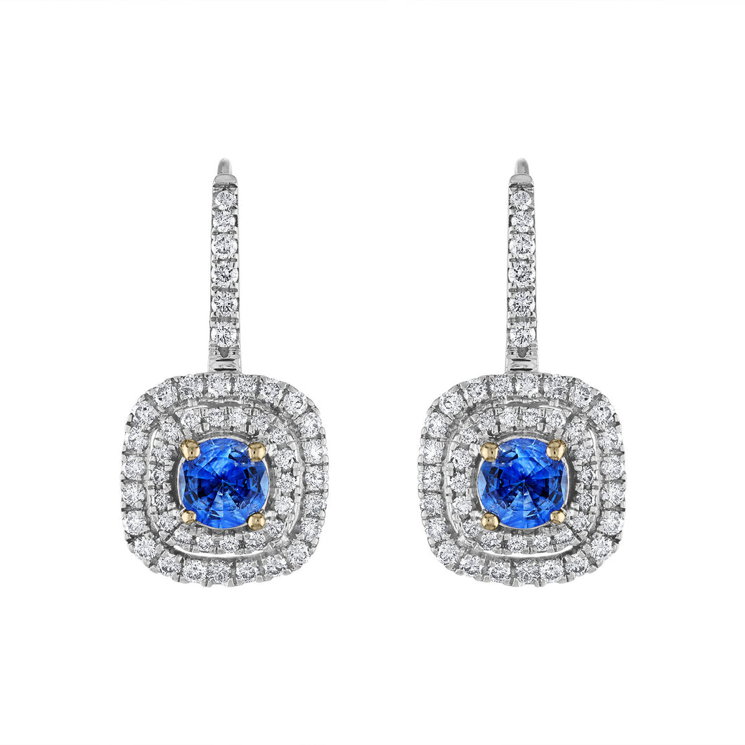 Tresorra 18K White Gold Diamond & Sapphire Earrings