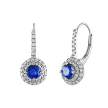 Load image into Gallery viewer, Tresorra 18K White Gold Diamond Sapphire Earrings
