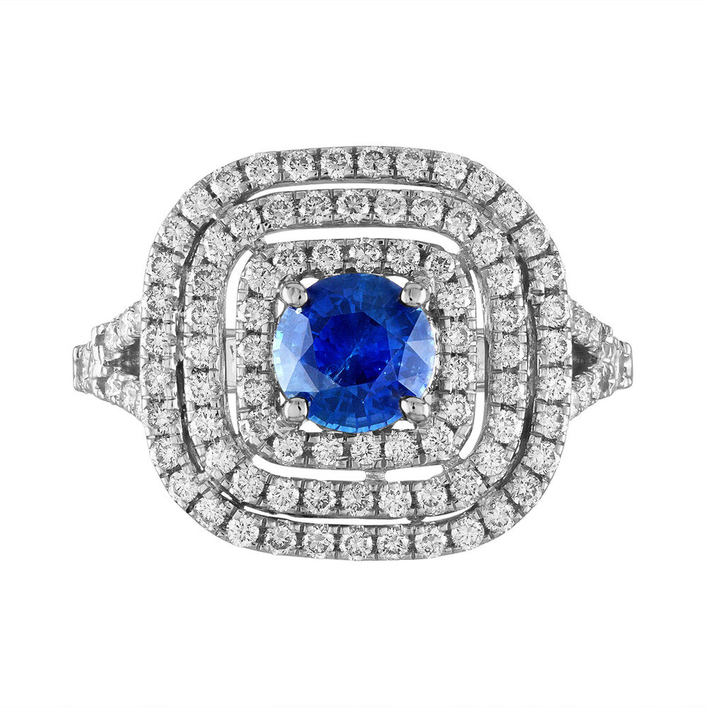 Tresorra 18K White Gold Diamond Sapphire Ring