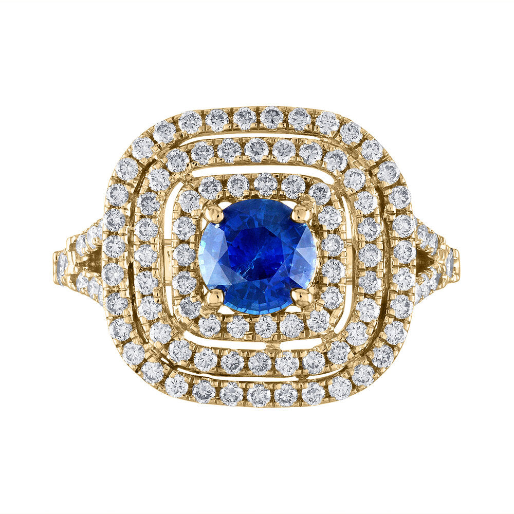 Tresorra 18K Yellow Gold Diamond Sapphire Ring