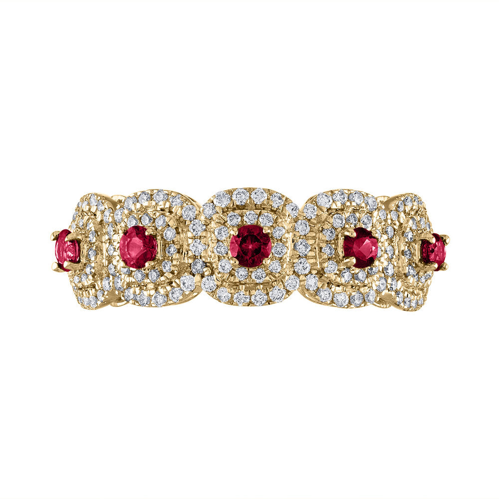 Tresorra 18K Yellow Gold Diamond Ruby Band