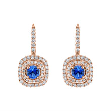 Load image into Gallery viewer, Tresorra 18K Rose Gold Blue Sapphire Drop Earrings
