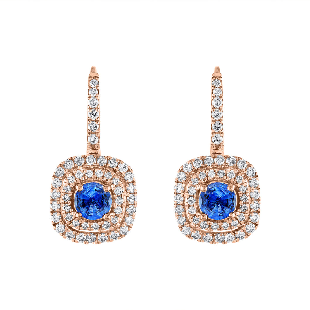 Tresorra 18K Rose Gold Blue Sapphire Drop Earrings