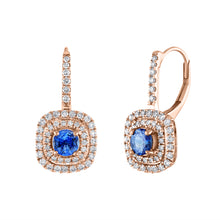 Load image into Gallery viewer, Tresorra 18K Rose Gold Blue Sapphire Drop Earrings
