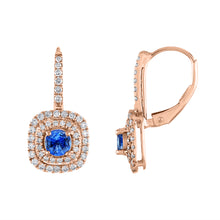 Load image into Gallery viewer, Tresorra 18K Rose Gold Blue Sapphire Drop Earrings
