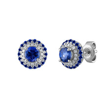 Load image into Gallery viewer, Tresorra 18K White Gold Diamond Sapphire Earrings
