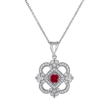 Load image into Gallery viewer, Tresorra 18K White Gold Diamond Ruby Necklace
