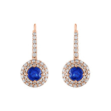 Load image into Gallery viewer, Tresorra 18K Rose Gold Diamond Sapphire Earrings
