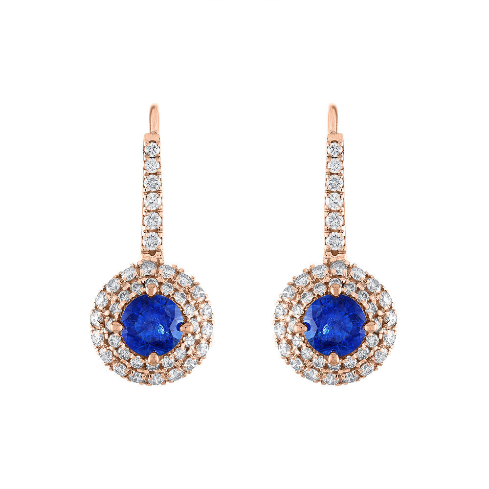 Tresorra 18K Rose Gold Diamond Sapphire Earrings