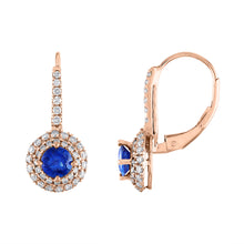 Load image into Gallery viewer, Tresorra 18K Rose Gold Diamond Sapphire Earrings
