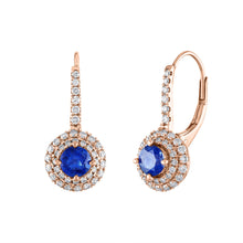 Load image into Gallery viewer, Tresorra 18K Rose Gold Diamond Sapphire Earrings
