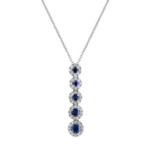 Load image into Gallery viewer, Tresorra 18K White Gold Diamond Sapphire Drop Necklace
