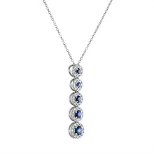 Load image into Gallery viewer, Tresorra 18K White Gold Diamond Sapphire Drop Necklace
