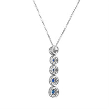 Load image into Gallery viewer, Tresorra 18K White Gold Diamond Sapphire Drop Necklace
