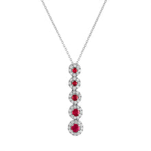 Load image into Gallery viewer, Tresorra 18K White Gold Diamond Ruby Drop Necklace
