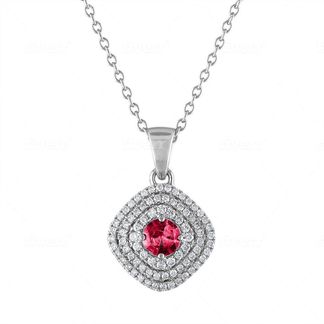 Tresorra 18K White Gold Diamond & Ruby Necklace