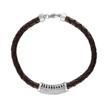 Load image into Gallery viewer, Tresorra 18K White Gold Leather &amp; Diamond Bracelet
