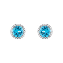 Load image into Gallery viewer, Tresorra 18K White Gold Diamond &amp; Topaz Stud Earrings
