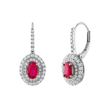 Load image into Gallery viewer, Tresorra 18K White Gold Diamond &amp; Ruby Earrings
