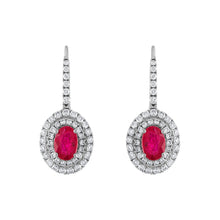 Load image into Gallery viewer, Tresorra 18K White Gold Diamond &amp; Ruby Earrings
