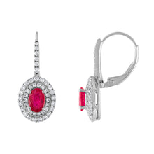 Load image into Gallery viewer, Tresorra 18K White Gold Diamond &amp; Ruby Earrings
