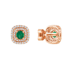 Load image into Gallery viewer, Tresorra 18K Rose Gold Diamond &amp; Emerald Earrings
