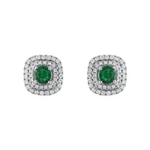 Load image into Gallery viewer, Tresorra 18K White Gold Diamond &amp; Emerald Earrings
