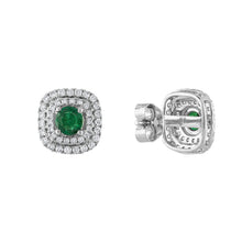 Load image into Gallery viewer, Tresorra 18K White Gold Diamond &amp; Emerald Earrings
