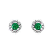 Load image into Gallery viewer, Tresorra 18K White Gold Diamond &amp; Emerald Earrings
