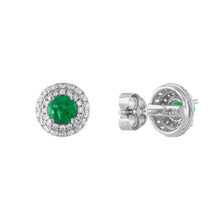 Load image into Gallery viewer, Tresorra 18K White Gold Diamond &amp; Emerald Earrings
