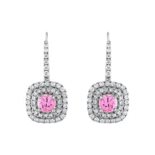 Load image into Gallery viewer, Tresorra 18K White Gold Diamond &amp; Pink Sapphire Earrings
