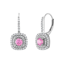 Load image into Gallery viewer, Tresorra 18K White Gold Diamond &amp; Pink Sapphire Earrings
