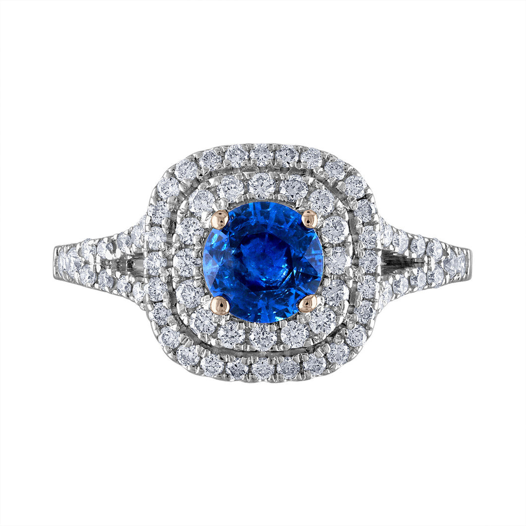 Tresorra 18K White Gold Diamond Sapphire Ring