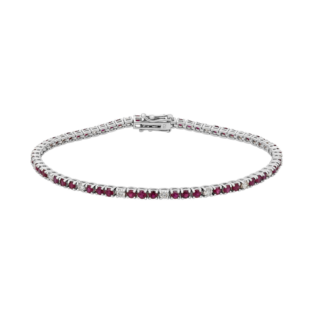 Tresorra 18K White Gold Diamond & Ruby Bracelet