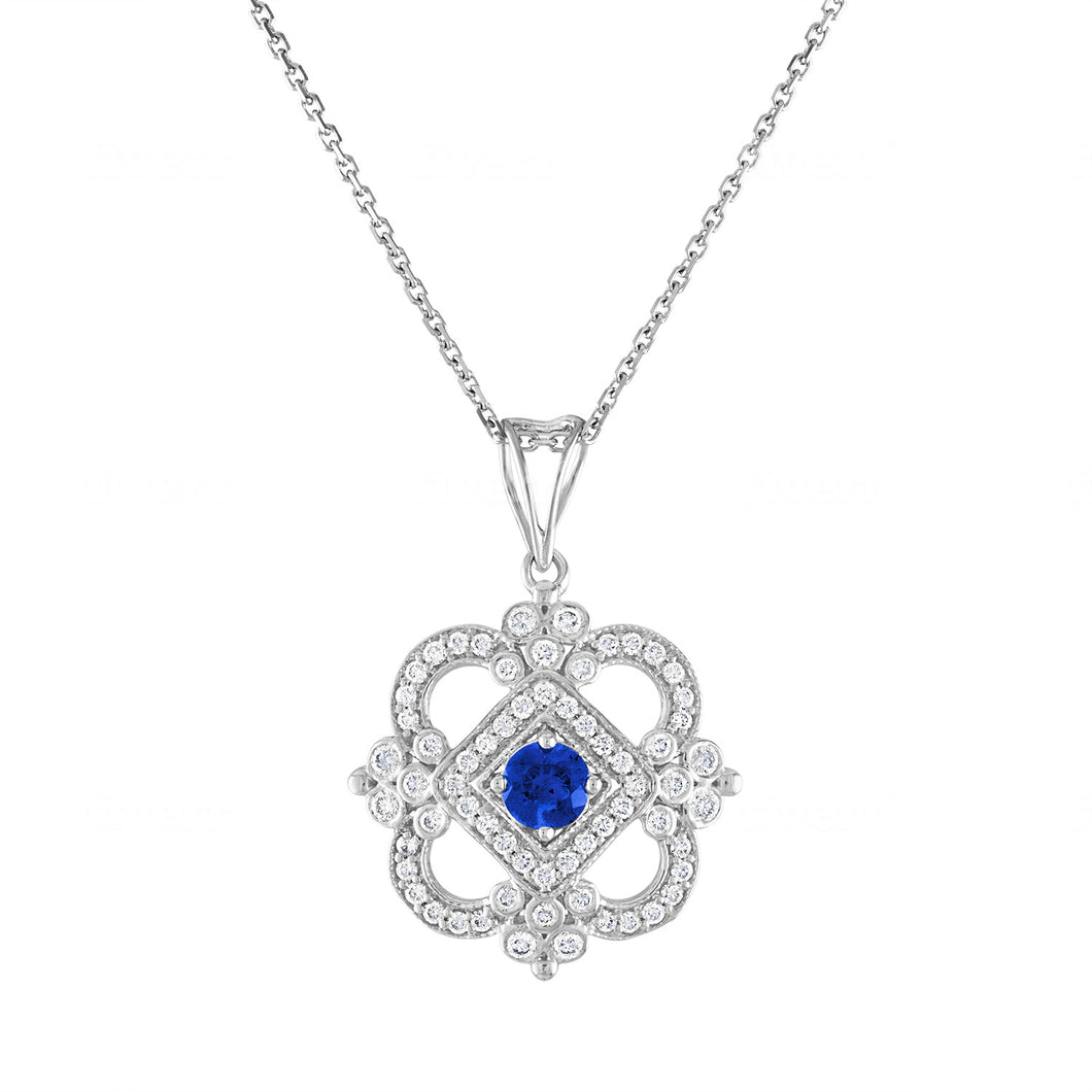 Tresorra 18K White Gold Diamond & Sapphire Necklace