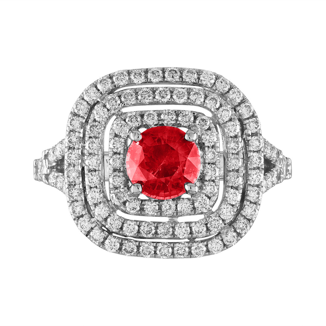 Tresorra 18K White Gold Diamond & Ruby Ring